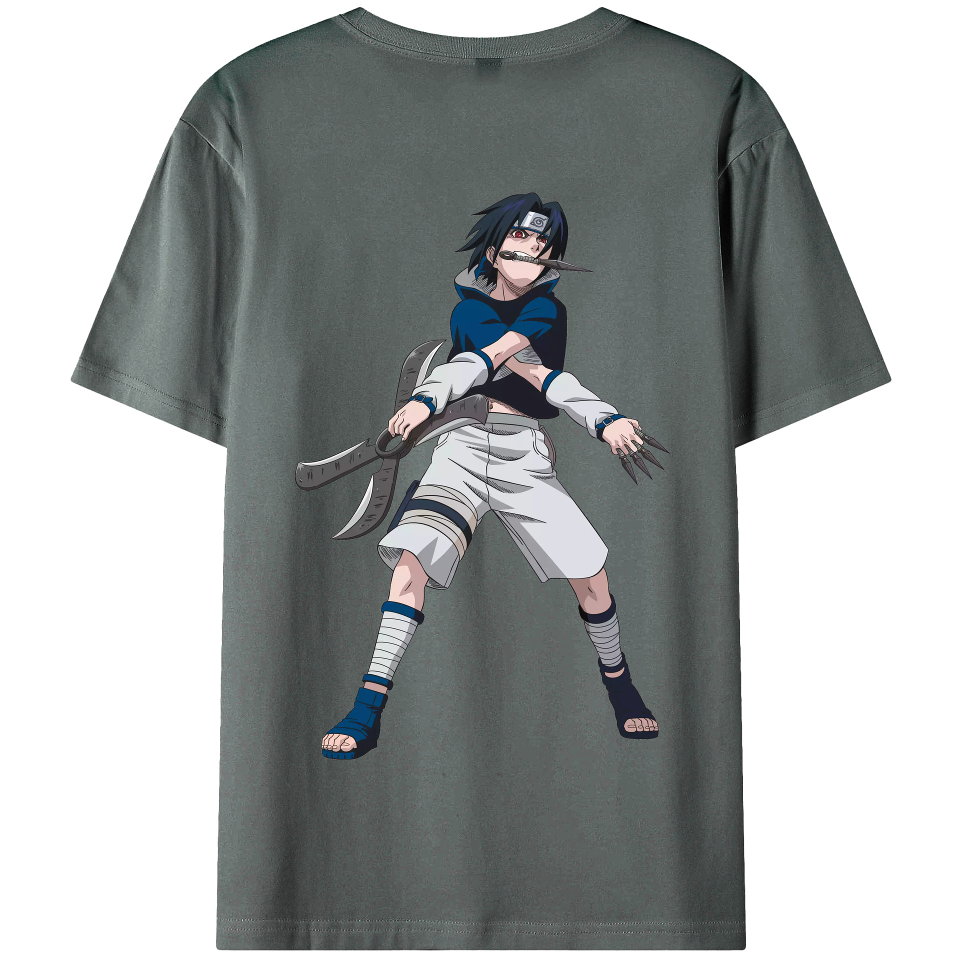 （画像用） NARUTO -ナルト- うちは サスケ Uchiha Sasuke 綿100％半袖Tシャツ（背面プリント）